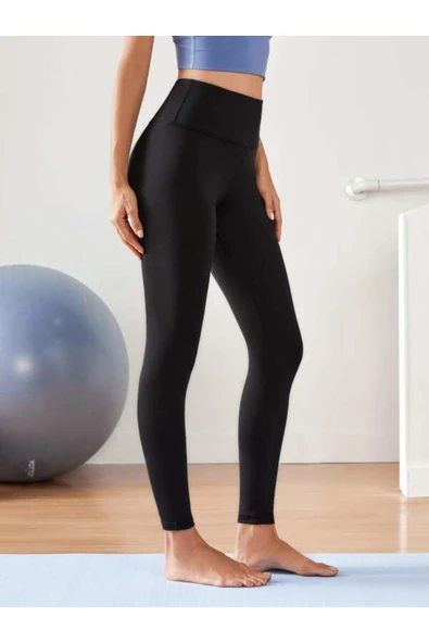 LOCHAL Compressive Siyah Toparlayıcı Extra Yüksek Bel  Dalgıç Spor Tayt - Resim 3