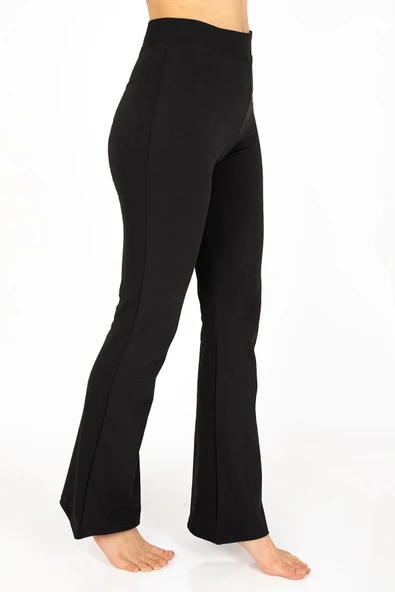 Yıldırım Ispanyol Paça Dalgıç Kumaş Yüksek Bel Tayt Siyah ürün görseli 1