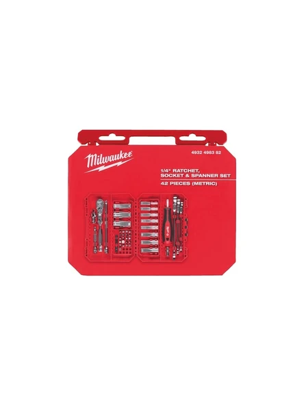 Milwaukee 1/4'' Cırcır Tornavida Kollu Lokma Set 42 Parça- 4932498382 - Resim 3