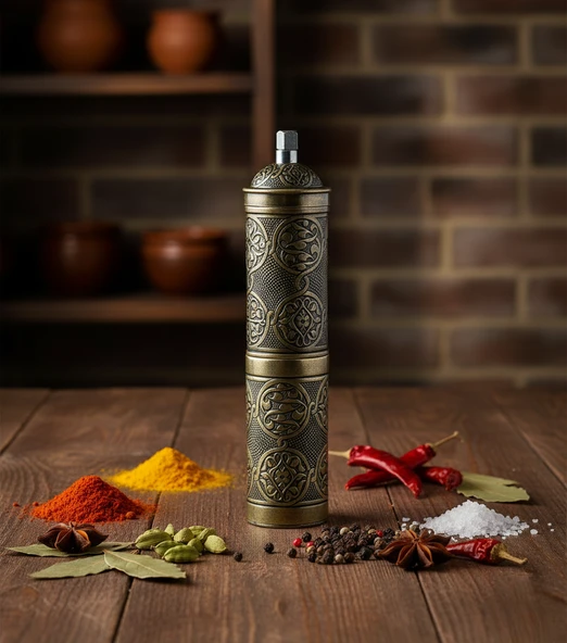 LUDIA Zamak Metal Kalay Renk 3 lü Set Karabiber,Kahve,Çörek Otu El Değirmeni Öğütücü Grinder S2 - 5