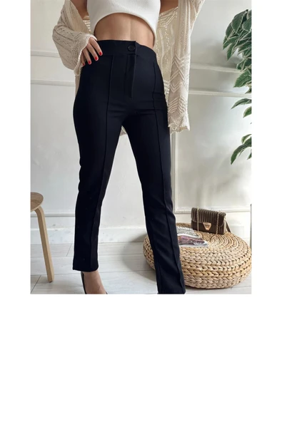 Love Fuchsia Underwear Krep Kumaş Likralı Ön Çimalı Rahat Kalıp Kaliteli Günlük Pantolon - Resim 3