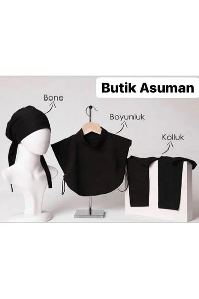 Lerra Tesettür Bone-boyunluk-kolluk 3’lü Set ürün görseli 1