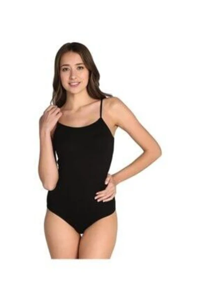 Seher Yıldız Siyah Kadın Ip Askılı Likralı Kancalı Çıtçıtlı Body / 1 Adet ürün görseli 1