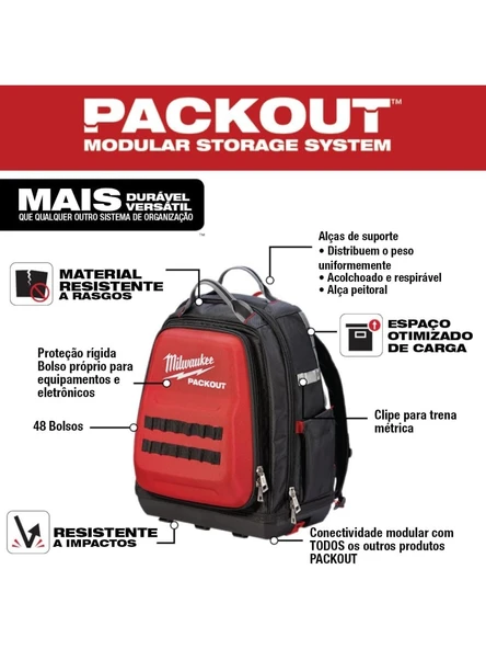 Milwaukee Packout Takım Sırt Çantası Göğüs Askısı Polimer Taban - 4932471131 - 4