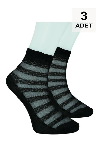 3 Adet Tül Patik Çorap - Siyah