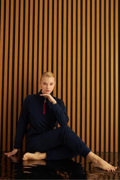 Pijamoni Kadın Fermuarlı Polar Pijama Takımı 3750-7 ürün görseli 1