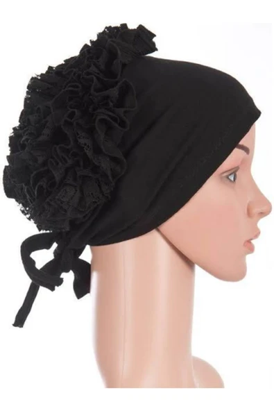 TAKIKÖY Siyah Topuz Dantelli Bone Sosyete ürün görseli 1