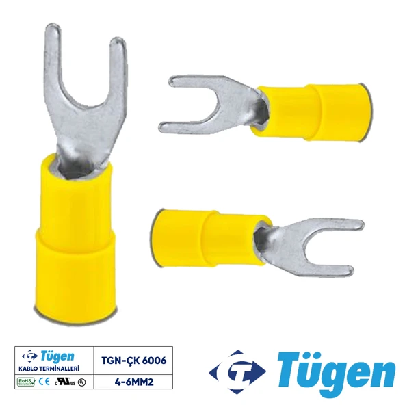 Tügen 4-6mm2 M6 Çatal Kablo Ucu ( 1 Kutu 100 Adet ) ürün görseli 1
