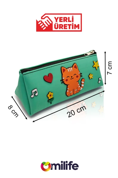 Kedi Tasarımlı PVC Kalem Kutusu – Dayanıklı Silikon Yapı, Çocuklar için Şık ve Pratik Saklama Kutusu, Çevre Dostu ve Uzun Ömürlü - Resim 11