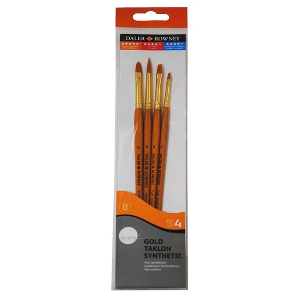 Daler Rowney Simply Gold Taklon Synthetic 4lü Fırça Seti Kod:403 ürün görseli