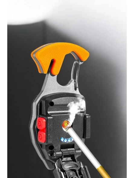 Yeni Nesil Kamp Feneri Çok Fonksiyonlu Fener Anahtarlık USB Çakmaklı Cam Kırıcı Kemer Kesici Açacak - Resim 4