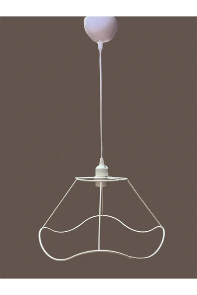 Dalgalı Avize Teli , İskeleti 35*20 Cm Beyaz Statik Boyalı (Duy Takımı Dahil) - 2