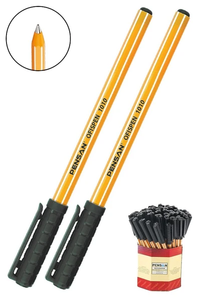 Siyah Tükenmez Kalem 1010 1.0mm 2 Adet Pensan Büro Ofispen Büro Plastik Kapaklı Tükenmez Kalem ürün görseli