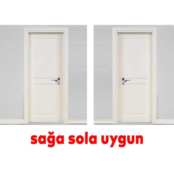 Rozetli Oda Kapı Kolu Sağa ve Sola Uygun Kare Siyah Krom Saten 1 Takım - Resim 4