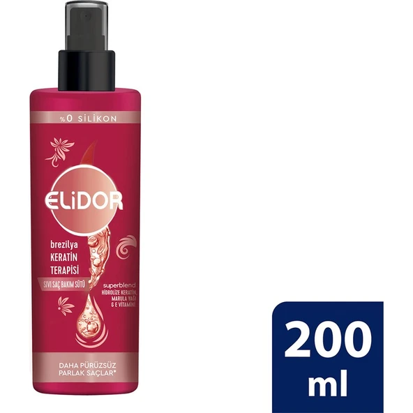 Elidor Sıvı Saç Bakım Sütü Brezilya Keratin Terapisi Hidrolize Keratin Marula Yağı E Vitamini 200 ml ürün görseli