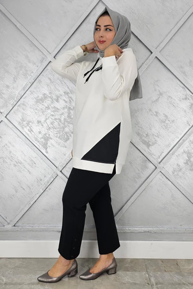 KADIN KOMBİNLİ KAPÜŞONLU TESETTÜR TUNİK - Resim 2