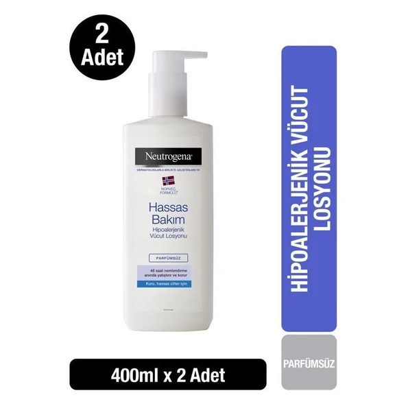 Neutrogena Deep Moisture Vücut Losyonu Parfümsüz Hassas Ciltler 400 Ml x 2 ürün görseli