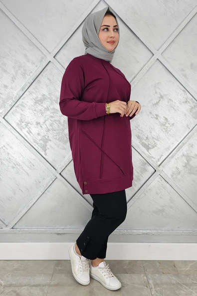 KADIN DÜĞME DETAYLI TESETTÜR TUNİK ürün görseli