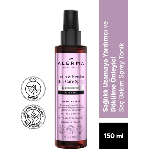 Alerma Durulanmayan Saç Bakım Spreyi 150 ml Vegan Biotin Keratin İçerikli Dökülme Karşıtı Günlük Kullanım ürün görseli