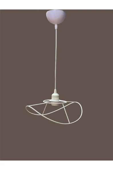 Yaprak Avize Teli , İskeleti (Küçük Boy 34x23 Cm) Beyaz Statik Boyalı (Duy Takımı Dahil) - Resim 4