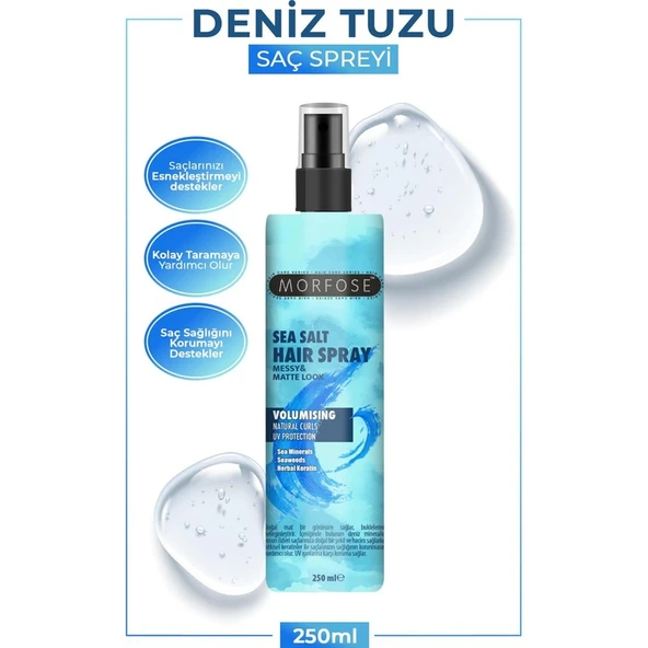 morfose Deniz Tuzu Saç Spreyi 250 ml - Mat Görünüm, Doğal Dalgalar ve Isıya Karşı Koruma ürün görseli