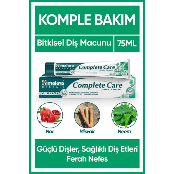 Himalaya Komple Bakım Bitkisel Diş Macunu, Florürlü, Parabensiz, Vejeteryan, Güçlü Dişler, 75 ml ürün görseli