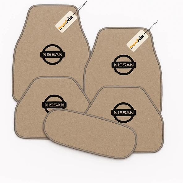Bej Renk Nissan Halı Paspas Seti 5 Parça  Araca Özel Uyumlu, Kaymaz, Kolay Temizlik, Şık Tasarım