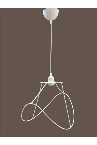 Yaprak Avize Teli , İskeleti (Büyük Boy 50x32 Cm) Beyaz Statik Boyalı (Duy Takımı Dahil) - Resim 5