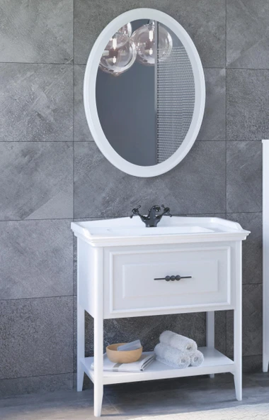 Denko Öykü 80 cm (Beyaz) Banyo Dolabı (Alt Modül Lavabo) - Resim 2