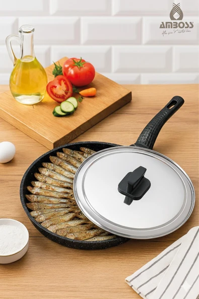 Döküm Granit Kapaklı Balık Tavası 34 cm ürün görseli