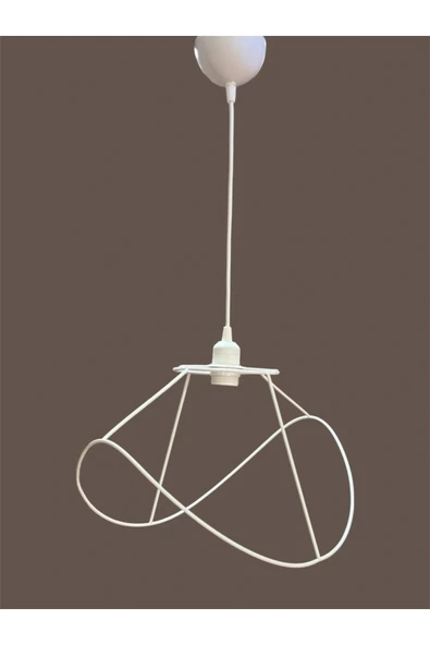 Yaprak Avize Teli , İskeleti (Orta Boy 44x31 Cm) Beyaz Statik Boyalı (Duy Takımı Dahil) - Resim 4