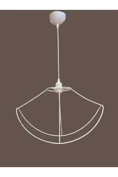 Yaprak Avize Teli , İskeleti (Büyük Boy 50x32 Cm) Beyaz Statik Boyalı (Duy Takımı Dahil) - Resim 3