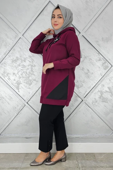 KADIN KOMBİNLİ KAPÜŞONLU TESETTÜR TUNİK ürün görseli