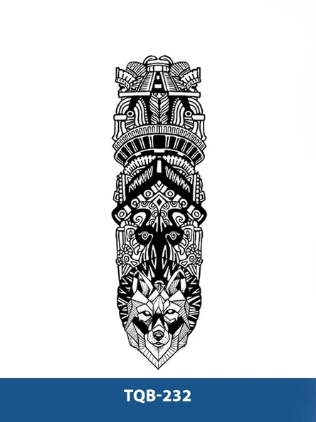 TQB-232 ETNİK ŞEMATİK KURT DESEN GEÇİCİ KOL DÖVMESİ-TATTO ürün görseli