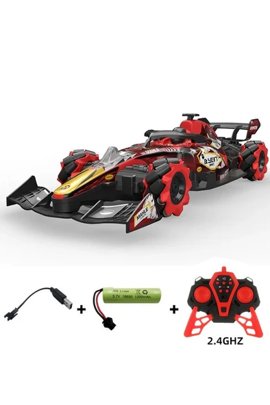 Sesli Işıklı Şarjlı 1:10 Büyük Ölçek Kumandalı Duman Atan Full Fonksiyon F1 Araç RC Oyuncak Araba - Resim 3