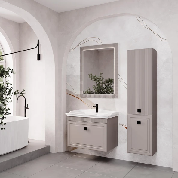 Denko Hana 80 cm (Bej) Banyo Dolabı Takımı ve Boy Dolabı ürün görseli