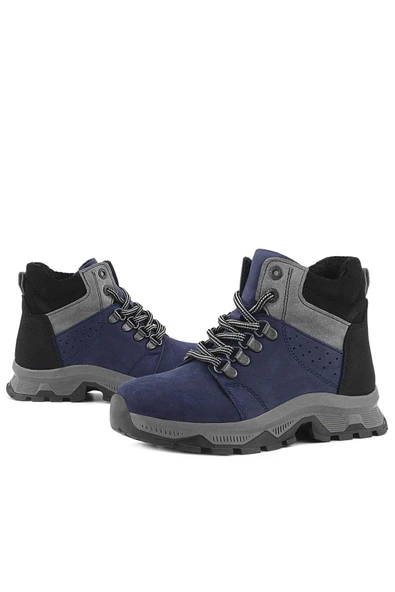 Rakerplus Hakiki Deri Lacivert Fermuarlı Trekking Çocuk Bot - Resim 8