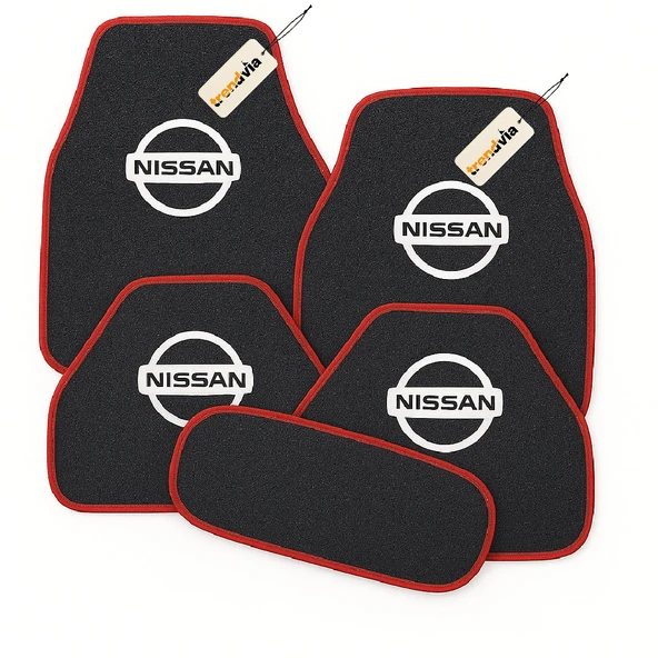 Antrasit Kırmızı  Renk Nissan Halı Paspas Seti 5 Parça  Araca Özel Uyumlu, Kaymaz, Kolay Temizlik, Şık Tasarım