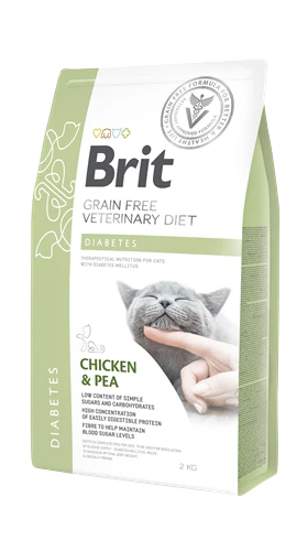 Brit Veterinary Diet Diyabet Rahatsızlığı Olan Kediler İçin, Tahılsız, Tavuk Etli Ve Bezelyeli Kuru Mama 2 kg - 2