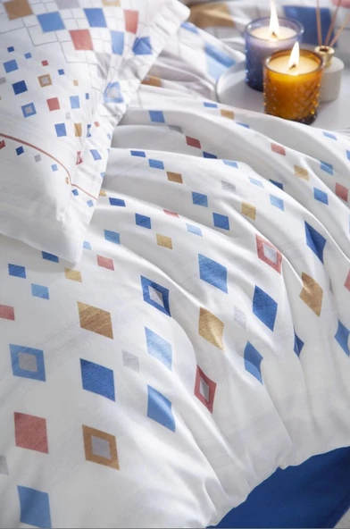 Özdilek Silices Mavi Color Çift Kişilik %100 Pamuk Nevresim Takımı - 2