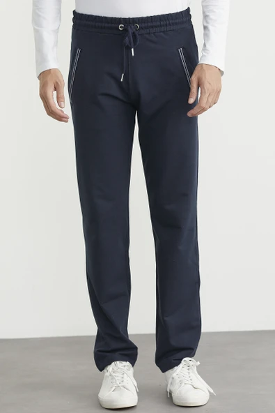 Boru Paça Rahat Kalıp Eşofman Altı - Lacivert - Resim 4