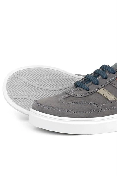 Rakerplus Gri Hakiki Deri Bağcıklı Erkek Çocuk Sneaker Ayakkabı - Resim 8