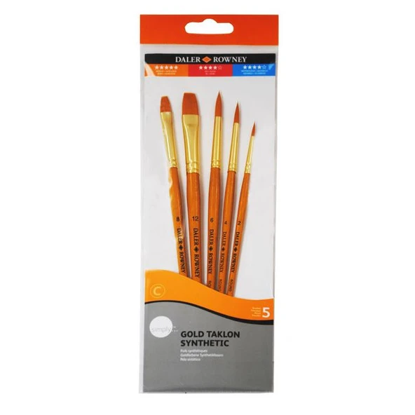 Daler Rowney Simply Gold Taklon Synthetic 5li Fırça Seti Kod:502 ürün görseli