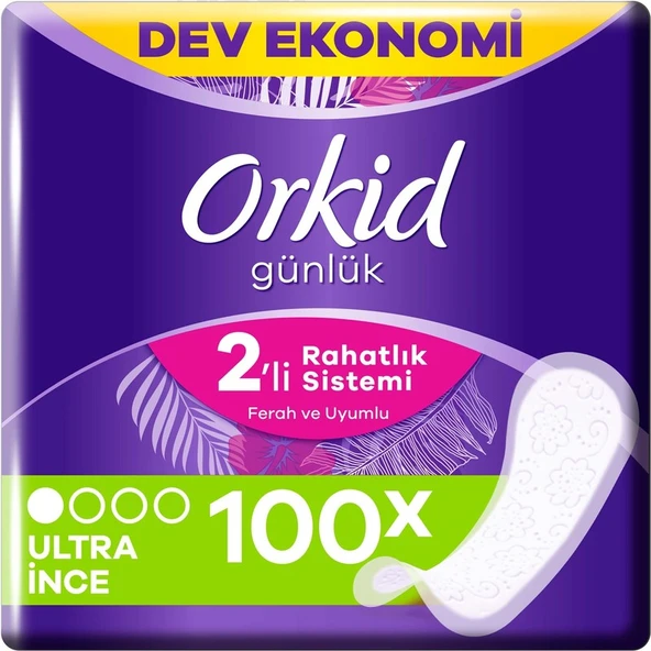 Orkid Yaprak Günlük Ped Normal Süper Ekonomik Paket 100'lü ürün görseli