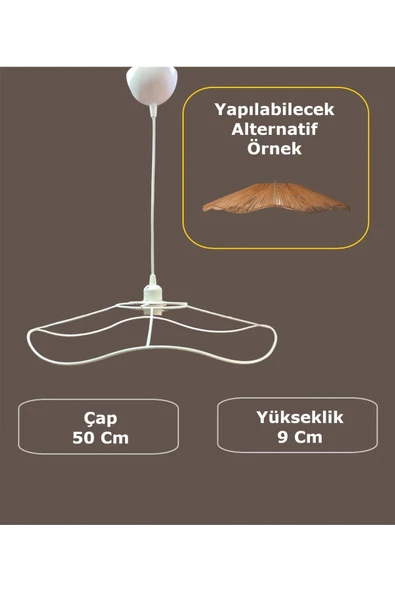 Papatya Avize Teli , İskeleti 50x10 Cm Beyaz Statik Boyalı (Duy Takımı Dahil) ürün görseli