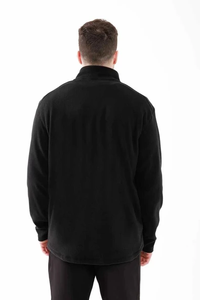 2AS Cedric Erkek Yarım Fermuarlı İnce Polar Sweatshirt Siyah - 3