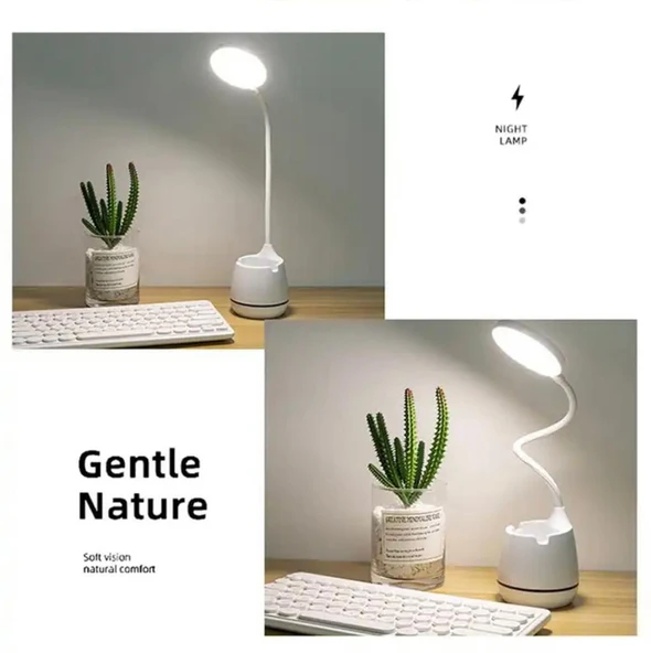 Şarjlı 24 Led Çalışma Okuma Işığı Kademeli Masa Lambası Ayarlanabilir Renk Tonu Ve Parlaklık - 4