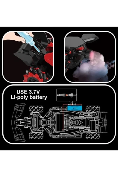 Sesli Işıklı Şarjlı 1:10 Büyük Ölçek Kumandalı Duman Atan Full Fonksiyon F1 Araç RC Oyuncak Araba - Resim 8