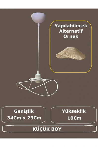 Yaprak Avize Teli , İskeleti (Küçük Boy 34x23 Cm) Beyaz Statik Boyalı (Duy Takımı Dahil) ürün görseli