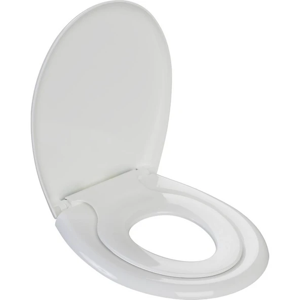 Visam Leylak Çocuklar için Yavaş Kapanan Klozet Kapağı - Standart Boyut, Termoplast, Beyaz, Modern Tasarım